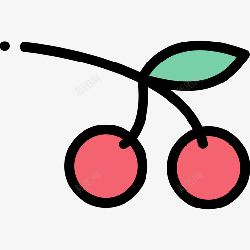 樱桃水果和蔬菜23线形颜色图标svg_新图网 https://ixintu.com 樱桃 水果 线形 蔬菜 颜色