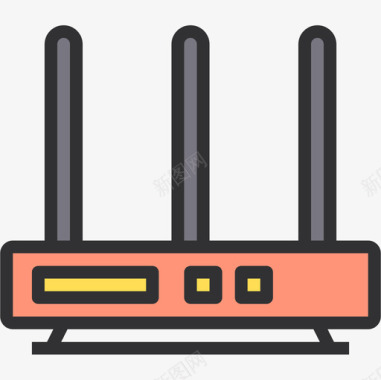 路由器智能技术7线性颜色图标图标