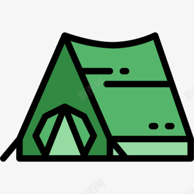 帐篷狩猎12线性颜色图标图标