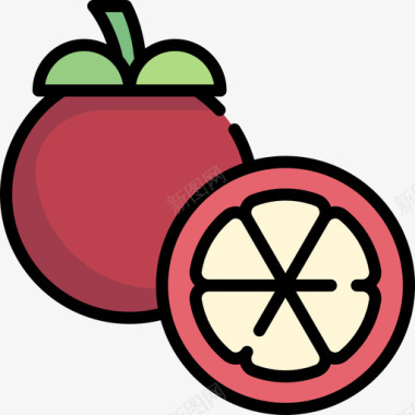 芒果水果和蔬菜14线形颜色图标图标