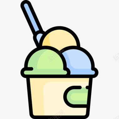 冰淇淋冰淇淋店11线性颜色图标图标