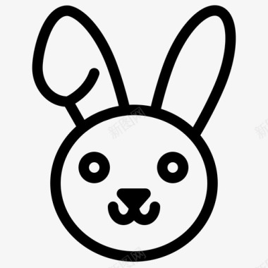 兔子复活节快乐的伊斯特堡线图标图标