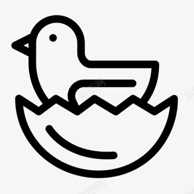 鸭子复活节鸡蛋图标图标
