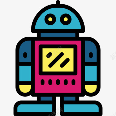 机器人机器人机器3线性颜色图标图标