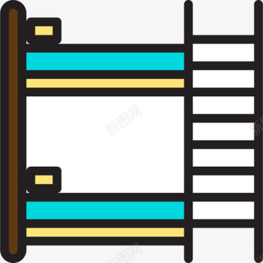 双人床5号卧室原色图标图标
