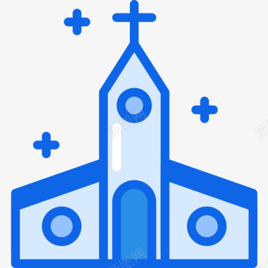 教堂假日43蓝色图标图标