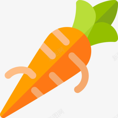 胡萝卜水果和蔬菜16扁平图标图标