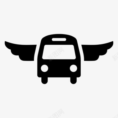 飞行巴士公共交通翼图标图标