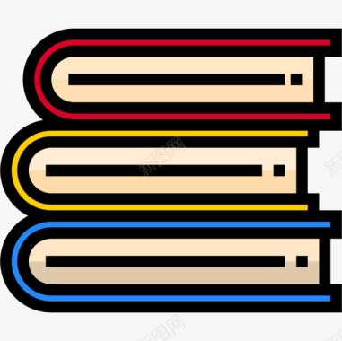 书籍办公用品4线性颜色图标图标