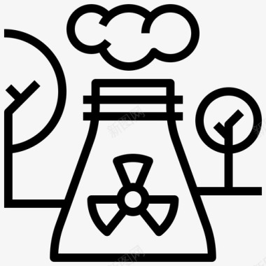 核能烟囱冷却塔图标图标