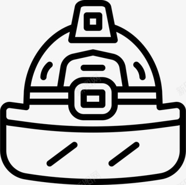 消防员头盔3号消防站线性图标图标