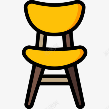 椅子50年代5线性颜色图标图标