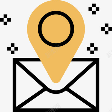 目的地邮政要素5黄色阴影图标图标