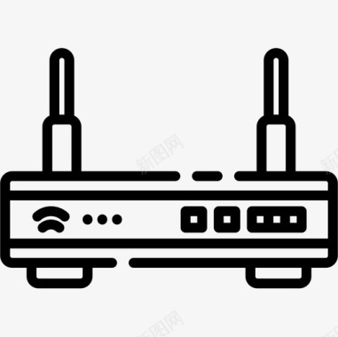 调制解调器互联网服务3线性图标图标