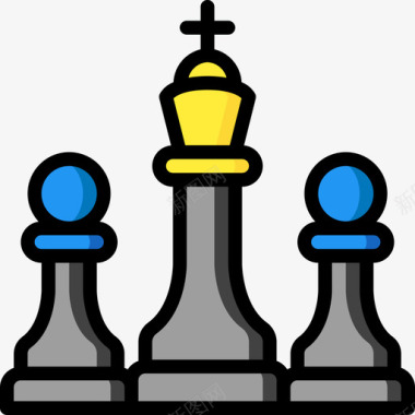 国际象棋体育和游戏6线颜色图标图标