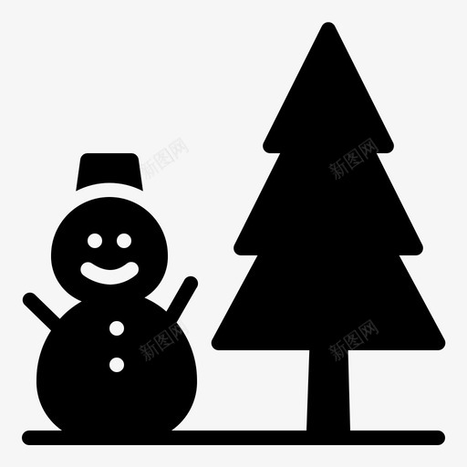 雪自然松树图标svg_新图网 https://ixintu.com 冬天 松树 自然 雪 雪人