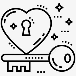 配偶爱情钥匙心形钥匙心形挂锁图标高清图片