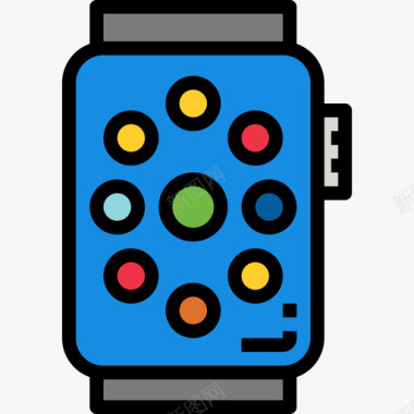 智能手表智能设备2线性颜色图标图标