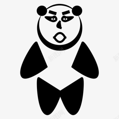 愤怒的熊猫动物表情符号图标图标