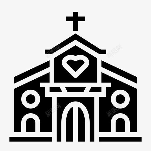 教堂建筑基督教图标svg_新图网 https://ixintu.com 图标 基督教 宗教 建筑 教堂 爱情