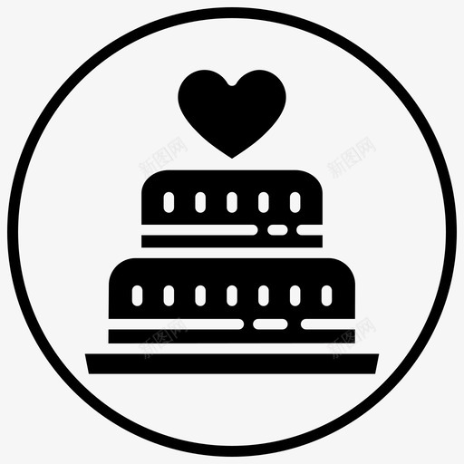 蛋糕面包店心形图标svg_新图网 https://ixintu.com 婚礼 心形 情人节2黑色填充 派对 爱情 蛋糕 面包店