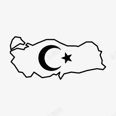 土耳其地图旗帜伊斯坦布尔图标图标