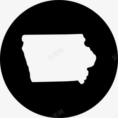 爱荷华州爱荷华州地图美国各州地图圆形填充图标图标