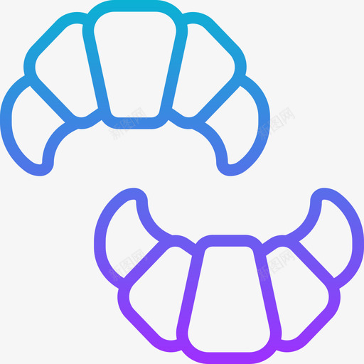 羊角面包法国符号3梯度图标svg_新图网 https://ixintu.com 梯度 法国 符号 羊角 面包