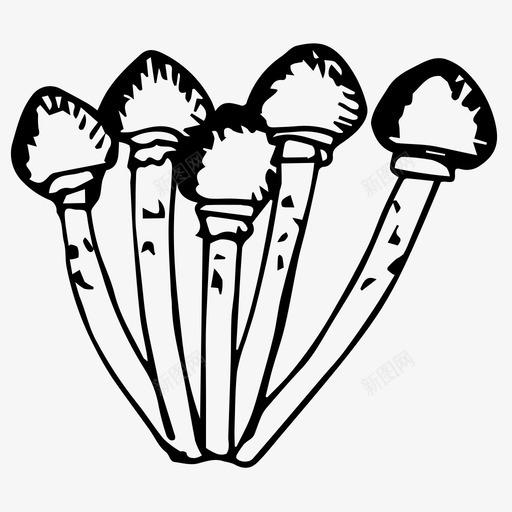 蘑菇森林秋天的素描图标svg_新图网 https://ixintu.com 森林 秋天 素描 蘑菇