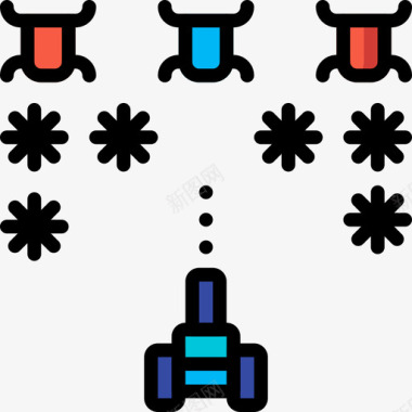 太空入侵电脑游戏4线性色彩图标图标