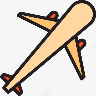 飞机旅行151线性颜色图标图标