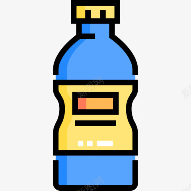瓶美式足球6线性颜色图标图标