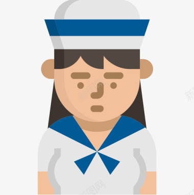 水手职业女性化身3扁平图标图标