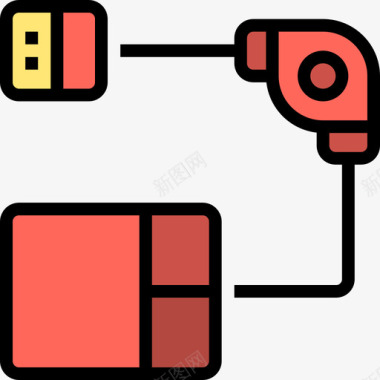 鼠标技术和电子线颜色图标图标