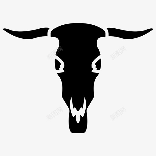 牛头动物牛角图标svg_新图网 https://ixintu.com 动物 图标 家居设计 牛头 牛角 装饰 雕文 骷髅 黑白牛头
