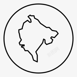 波德黑山地图欧洲波德戈里察图标高清图片