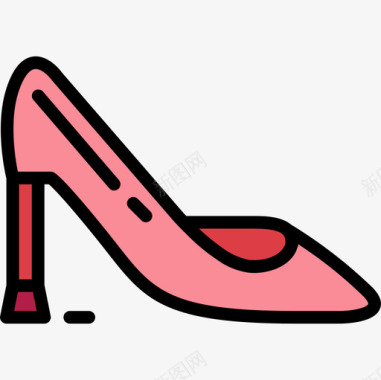 高跟鞋时尚6线性颜色图标图标