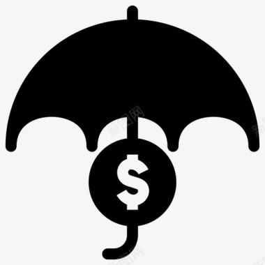 货币保护保险箱雨伞图标图标