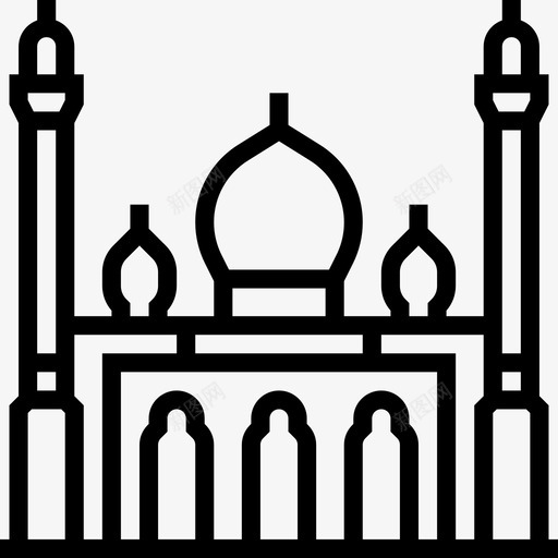 清真寺亚洲国家地标轮廓图标svg_新图网 https://ixintu.com 亚洲国家 地标 清真寺 轮廓