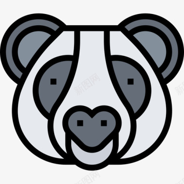 熊猫动物头4线形颜色图标图标