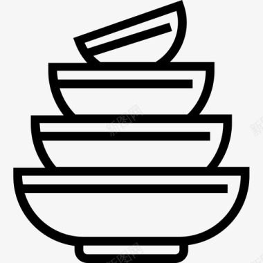 碗厨房和炊具轮廓图标图标
