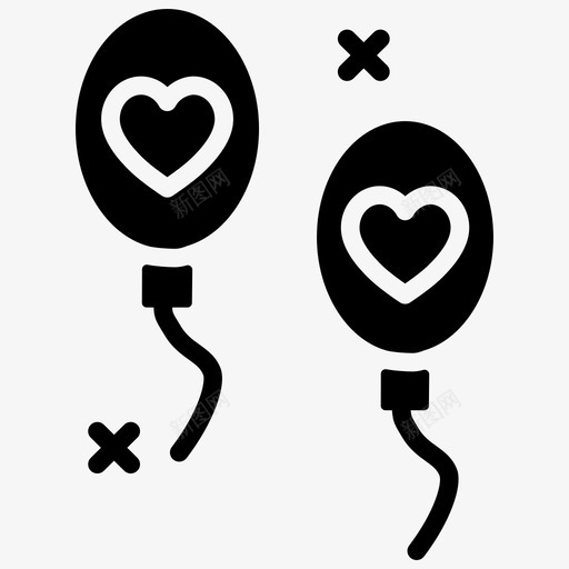 气球庆祝装饰图标svg_新图网 https://ixintu.com 填充 婚礼 庆祝 心形 情人节 气球 派对 装饰 黑色
