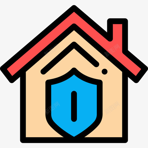 房子保险25线性颜色图标svg_新图网 https://ixintu.com 保险 房子 线性 颜色