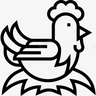 母鸡法国符号直线图标图标