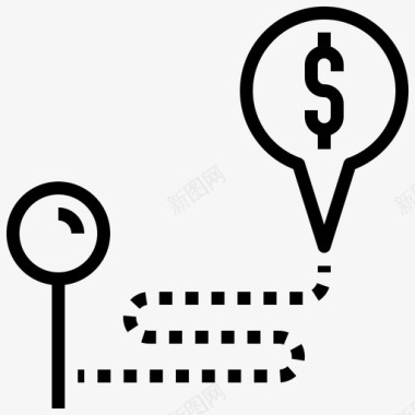 货币位置标记美元符号收益图标图标