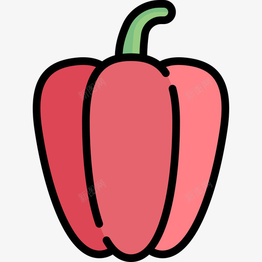 甜椒水果和蔬菜14线形颜色图标svg_新图网 https://ixintu.com 水果和蔬菜14 甜椒 线形颜色
