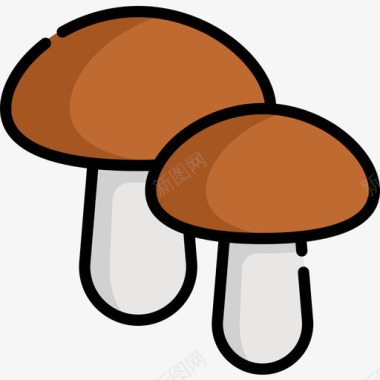 蘑菇感恩节29线形颜色图标图标