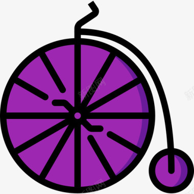 自行车发明4线条颜色图标图标