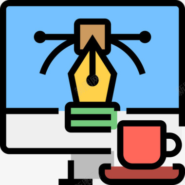 咖啡咖啡店业务2线性颜色图标图标