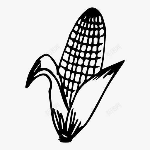 玉米素描蔬菜图标svg_新图网 https://ixintu.com 玉米 素描 蔬菜 食物